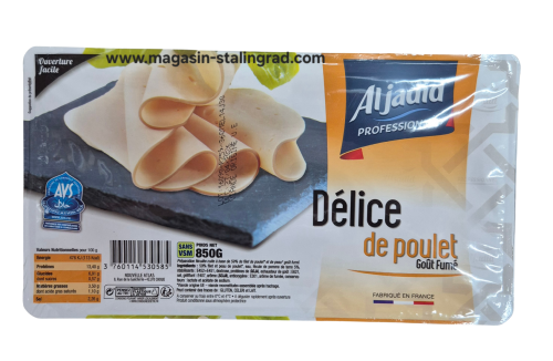 Délice de poulet goût fumé, frais, 850g.