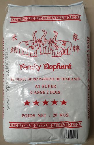 Brisure de riz family éléphant cassé 2 fois (18 kg)