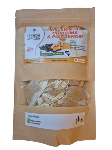 Infusion curcuma et poivre noir 20 sachets. 