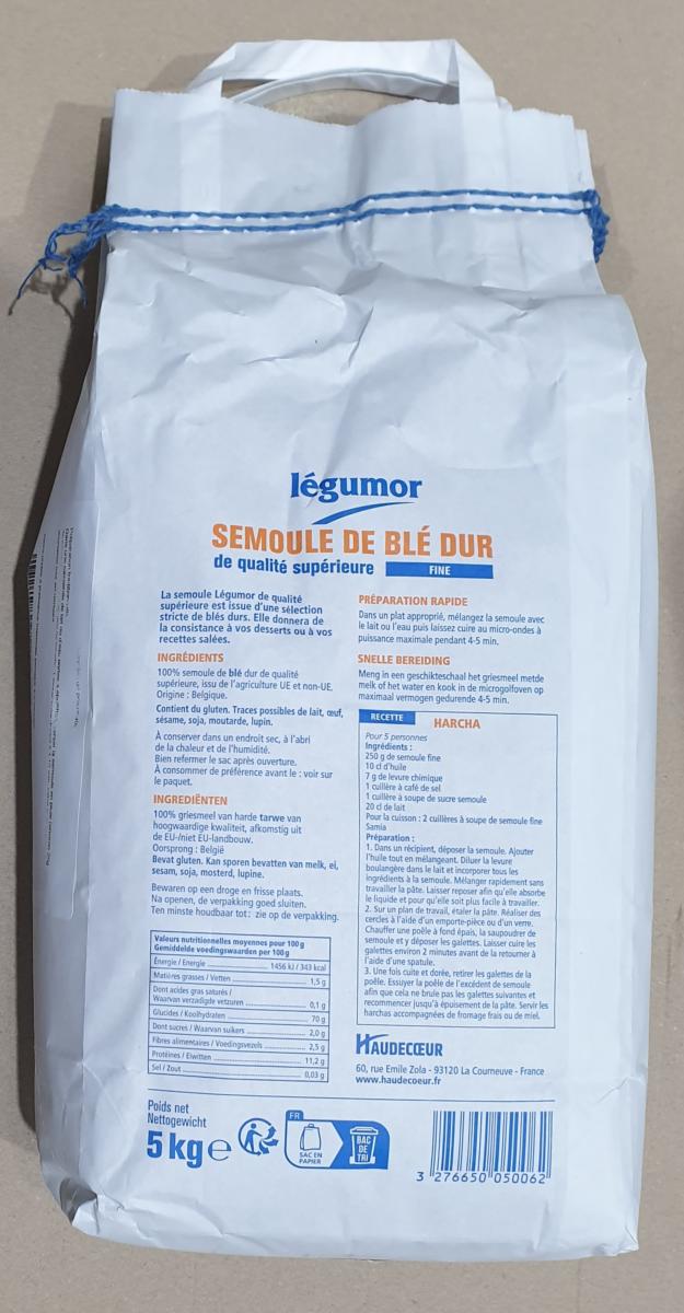 Semoule de blé dur fine