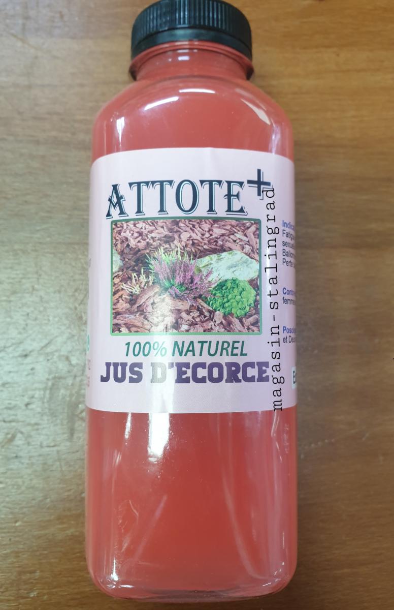 Attote+ jus d'écorce, 100% naturel, 50cl. 19,90 euros.