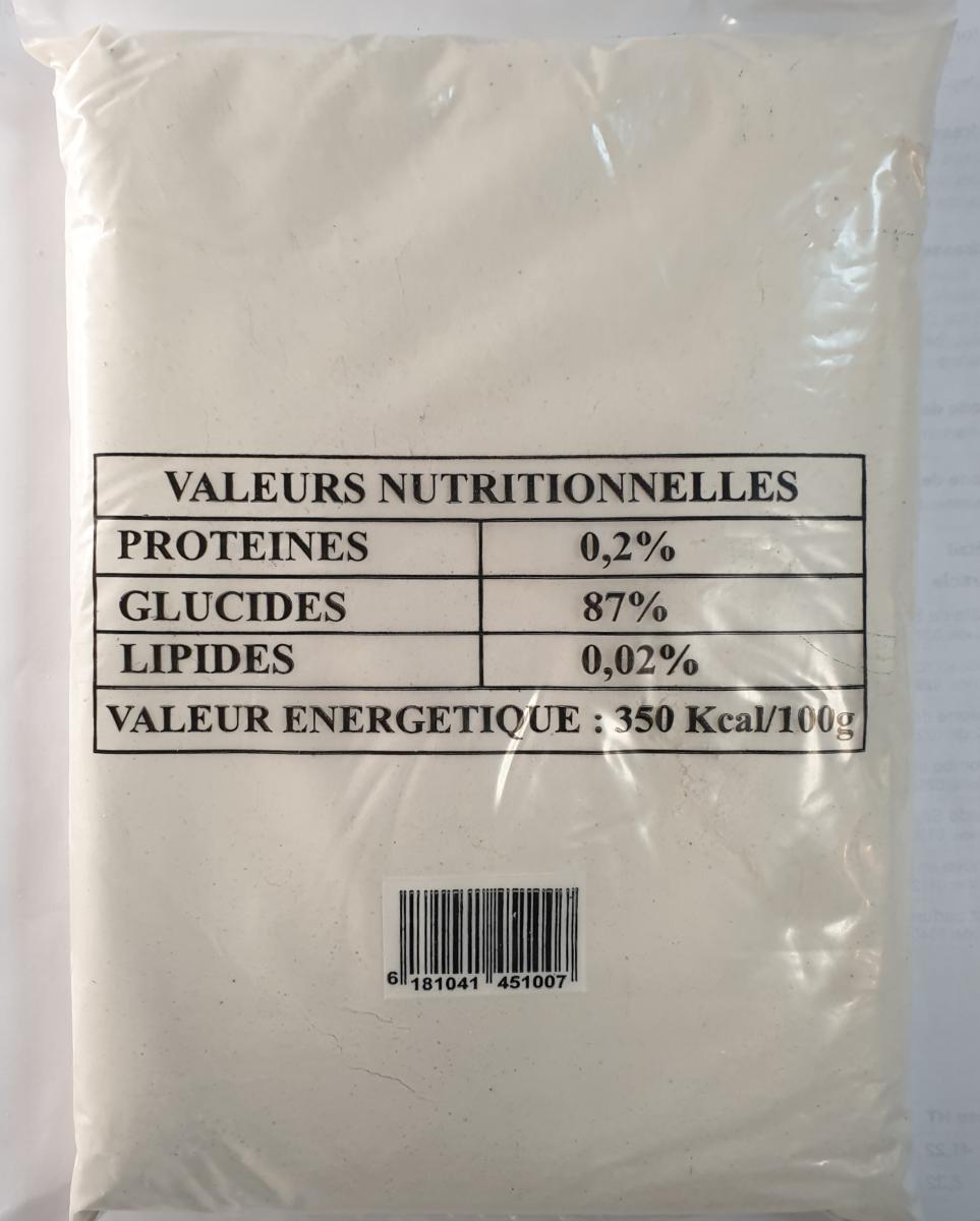 Nouveau foufou, farine de manioc tamisée, 500g. 5,90 euros.