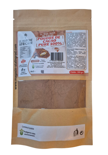 Poudre de cacao pure à 100%, 100g.