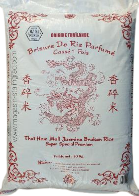 Brisure de riz parfumé cassé 1 fois Thaïlande, (20kg)