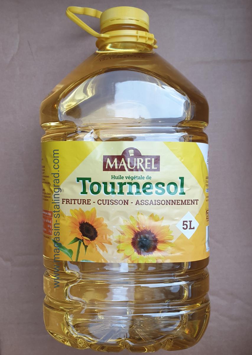 Huile de tournesol Maurel, 5 litres.