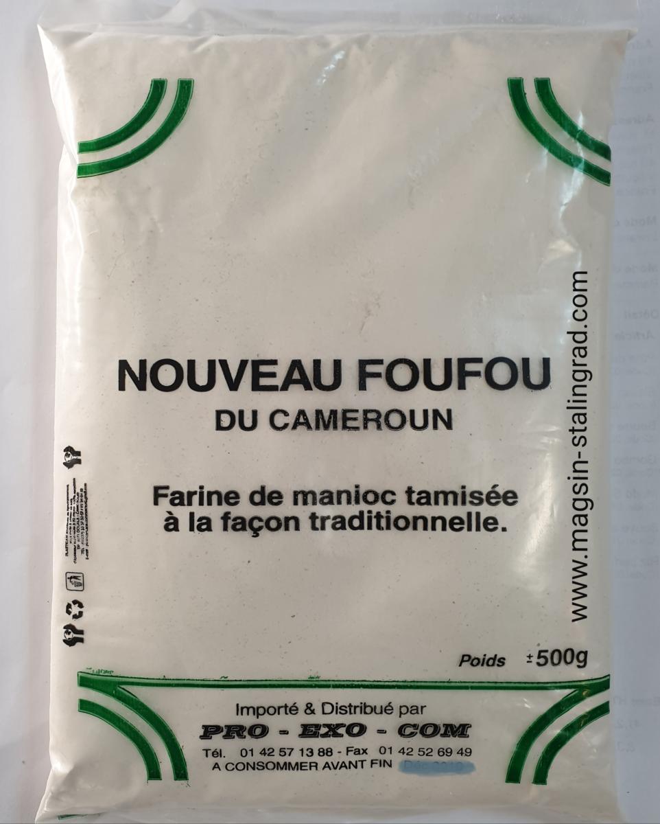 Nouveau foufou, farine de manioc tamisée, 500g. 5,90 euros.